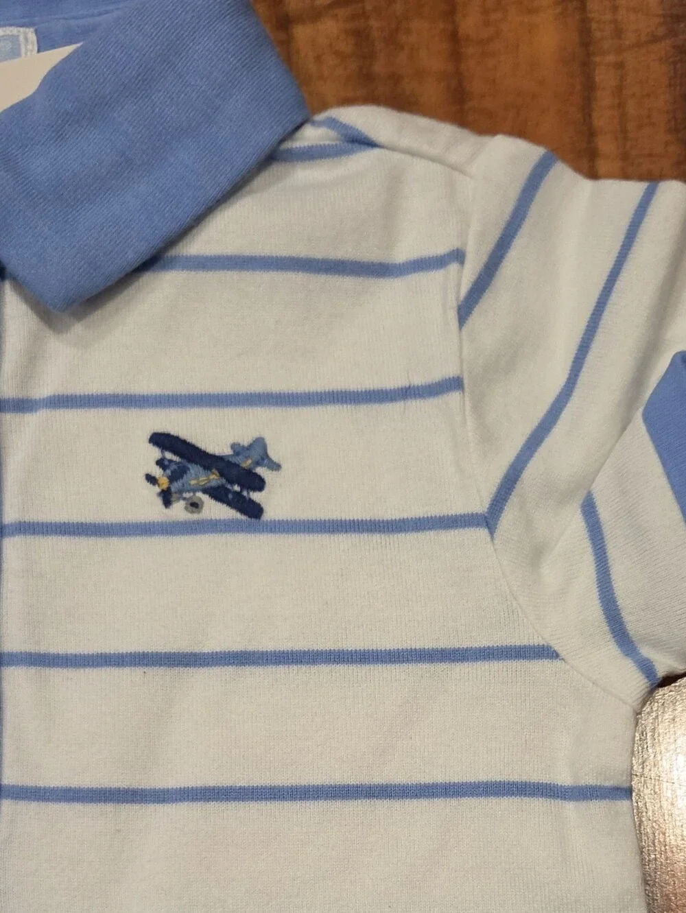 Janie and Jack NWT 3-6 Months Blue/Ivory Striped Romper